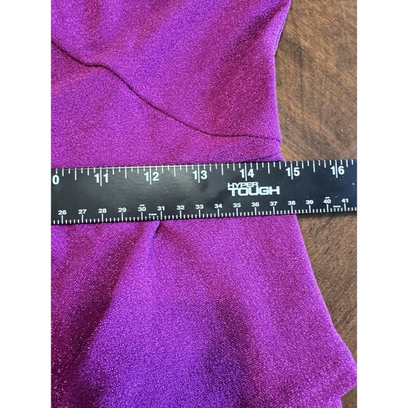 Formal Long Dress Womens L Raspberry Shimmer Strappy One Shoulder Tiered Prom - Picture 5 of 9